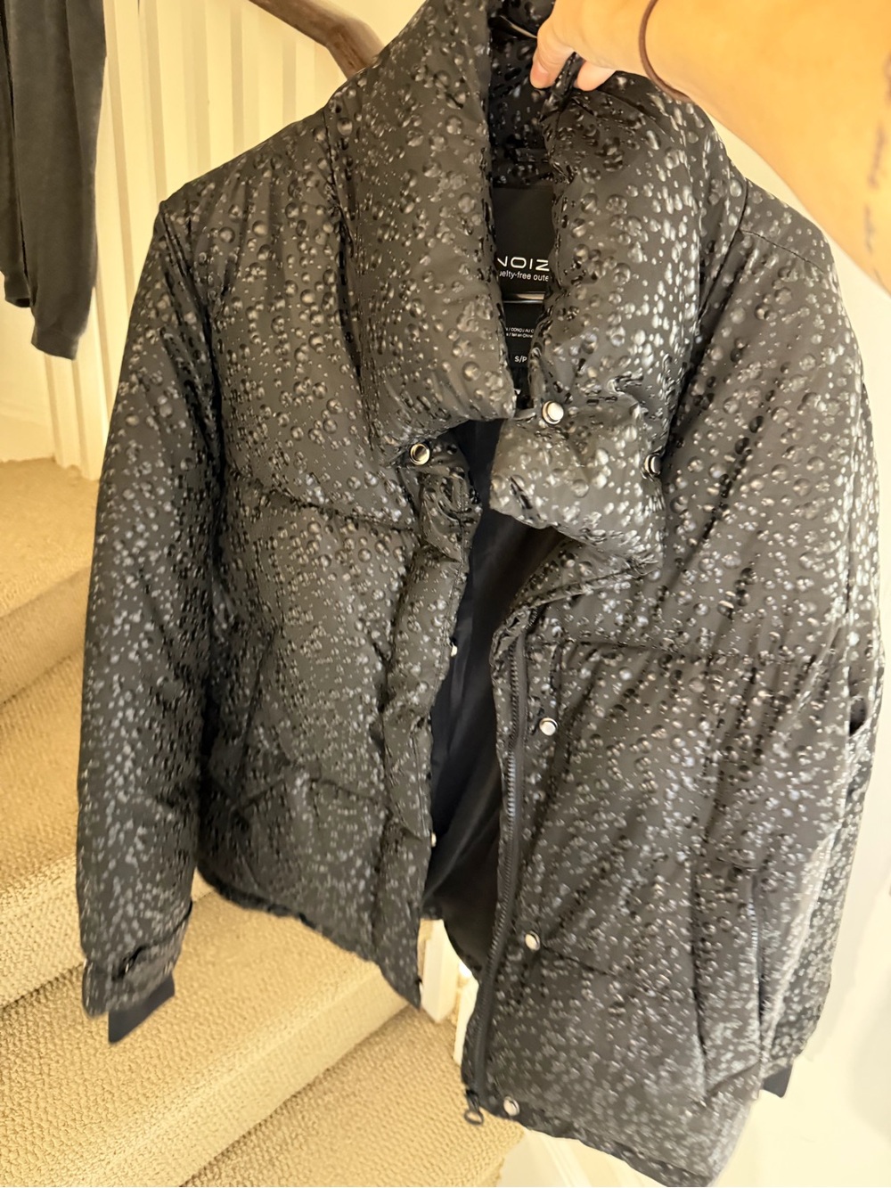 Black Speckled Puffer Jacket - Women's S size used twice